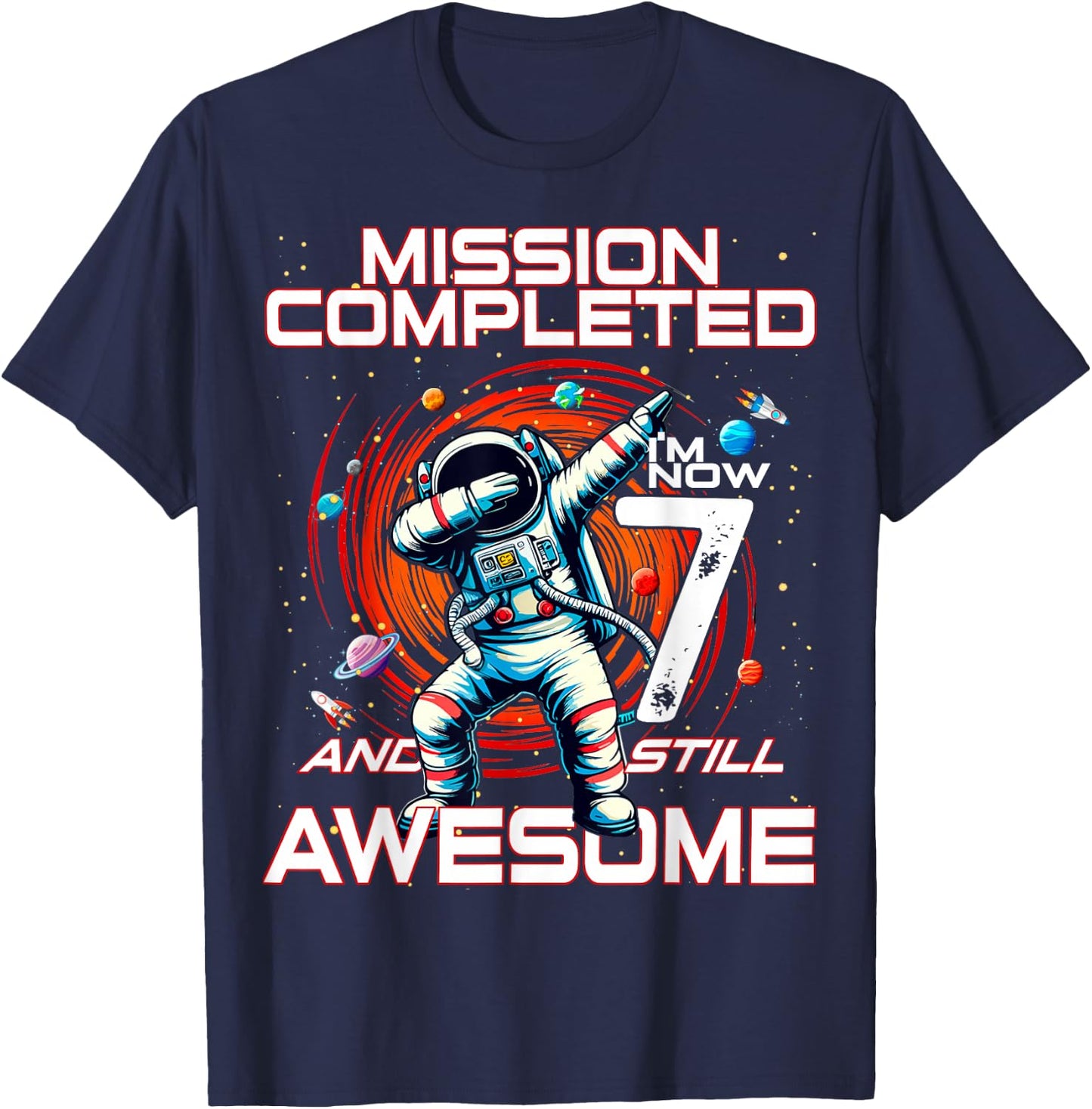7th Birthday Astronaut Astronomy 7th Year Old Birthday T-Shirt - T-Shirt | Navy