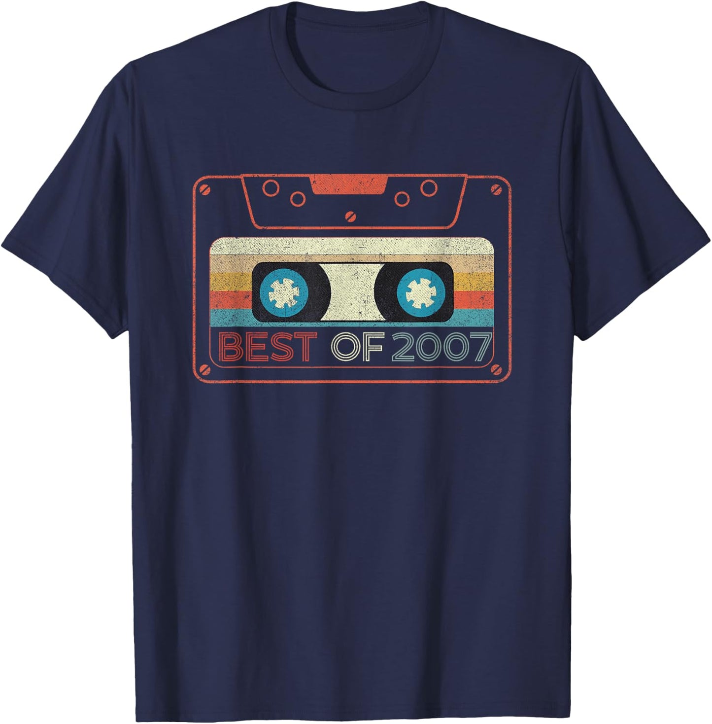 Best Of 2007 Cassette Tape Year Of Birth Birthday T-Shirt - T-Shirt | Navy