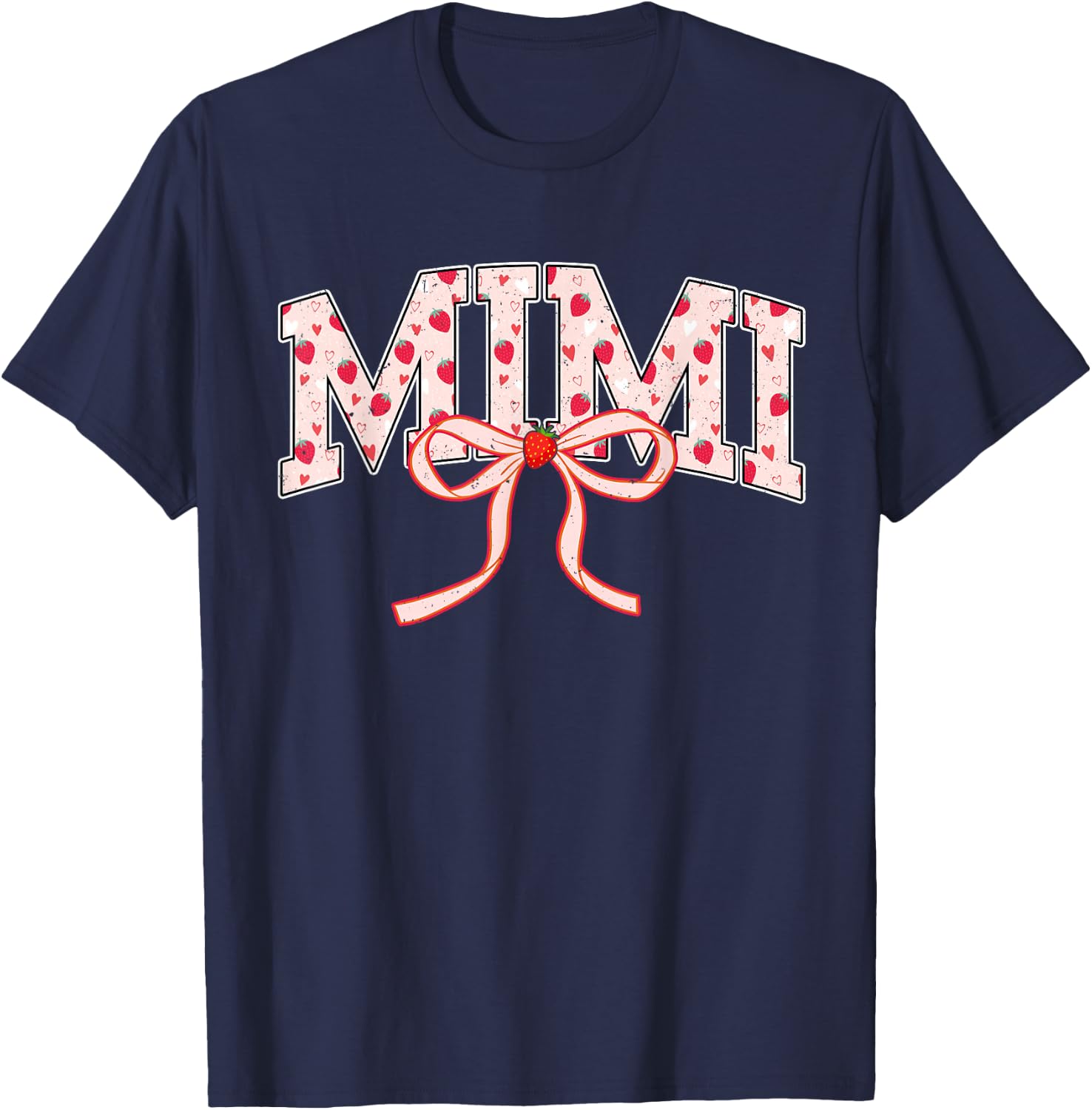 Mimi Strawberry Coquette Bow Matching Family T-Shirt - T-Shirt | Navy