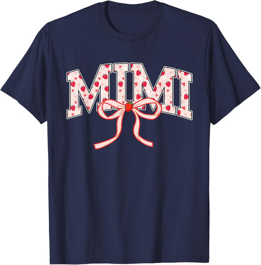 Mimi Strawberry Coquette Bow Matching Family T-Shirt - T-Shirt | Navy