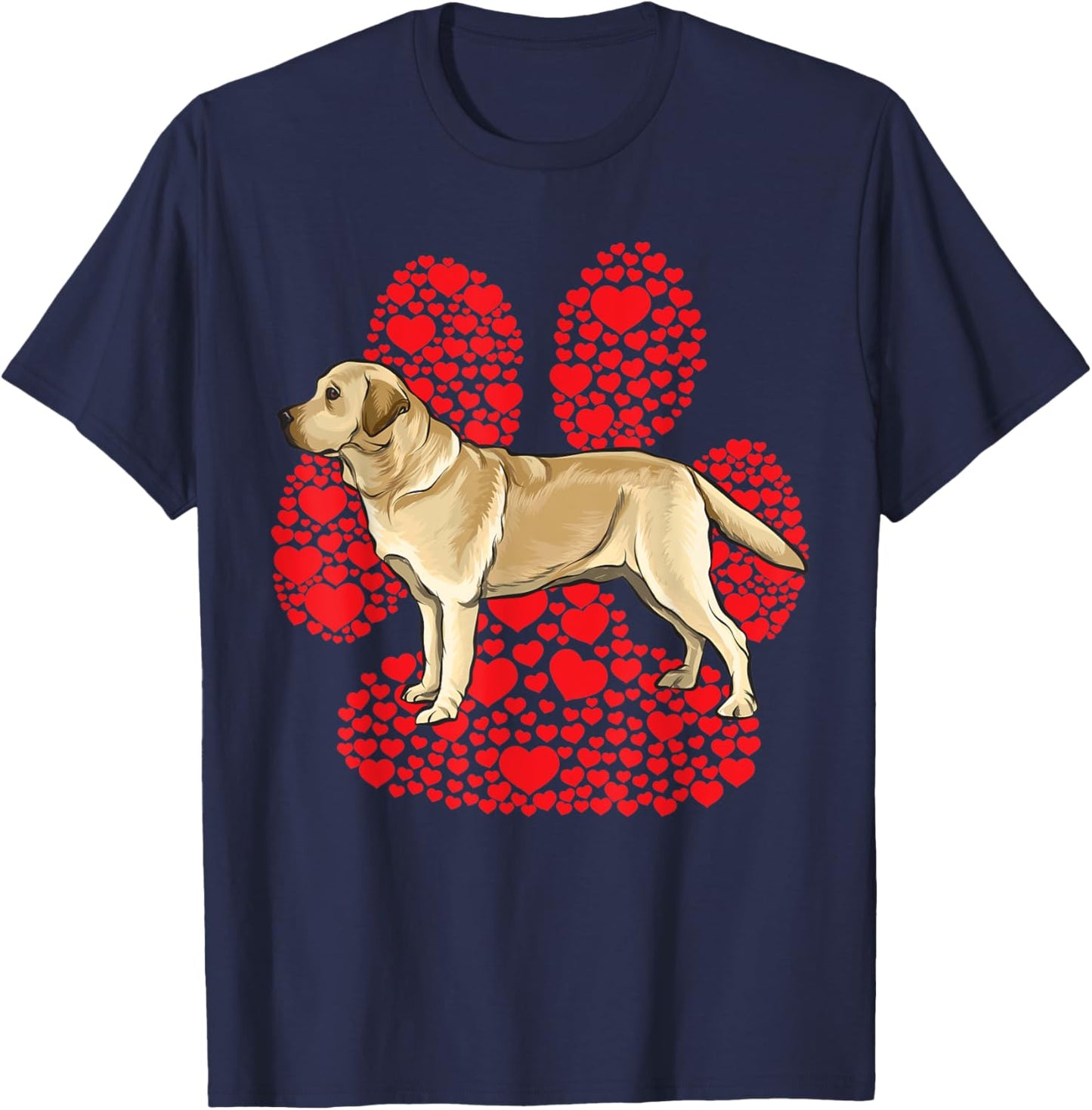 Yellow Labrador Retriever Valentines Day Dog Love Paw Women Kids T-Shirt - T-Shirt | Navy