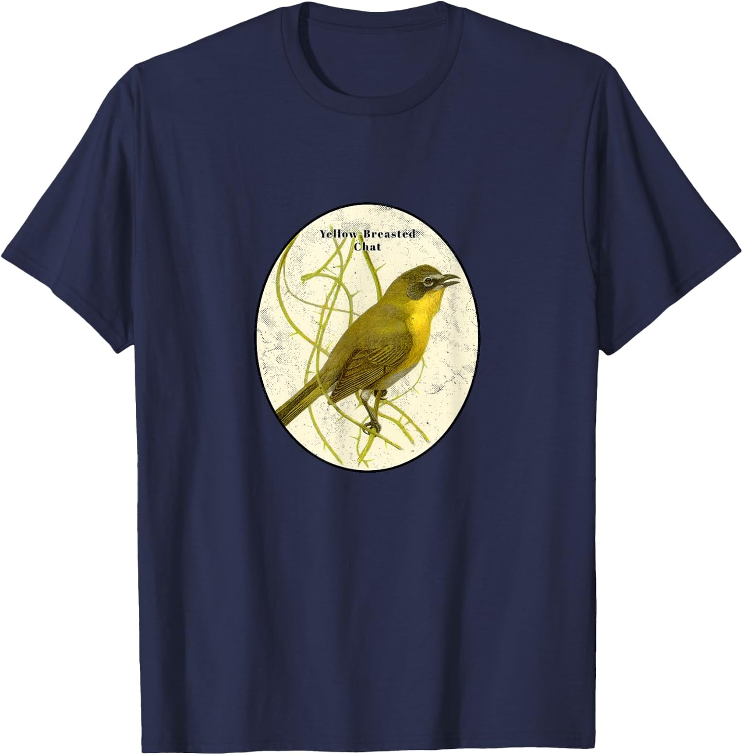 Retro Antique Yellow-Breasted Chat Vintage Bird Design T-Shirt - T-Shirt | Navy