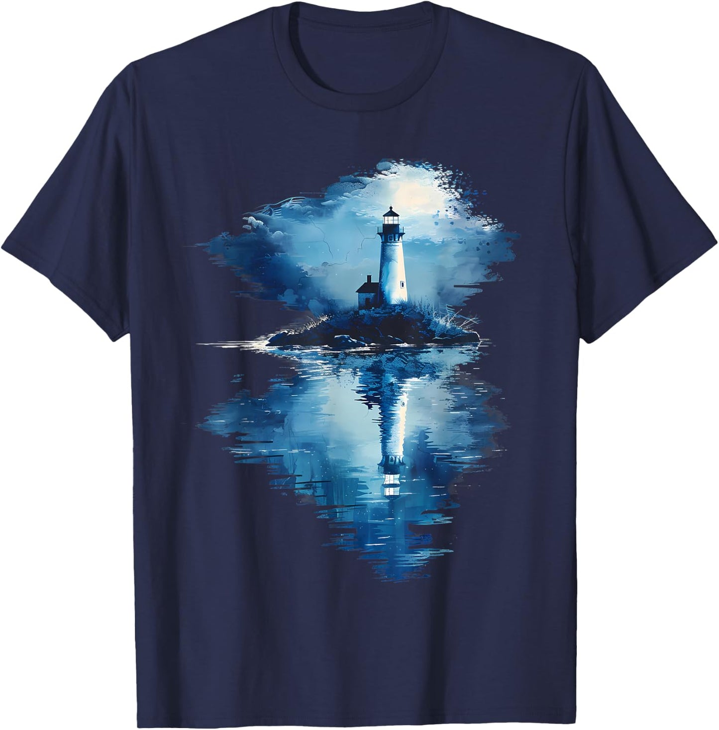 Light House Seaside House Sailing Sea Beach Lighthouse T-Shirt - T-Shirt | Navy