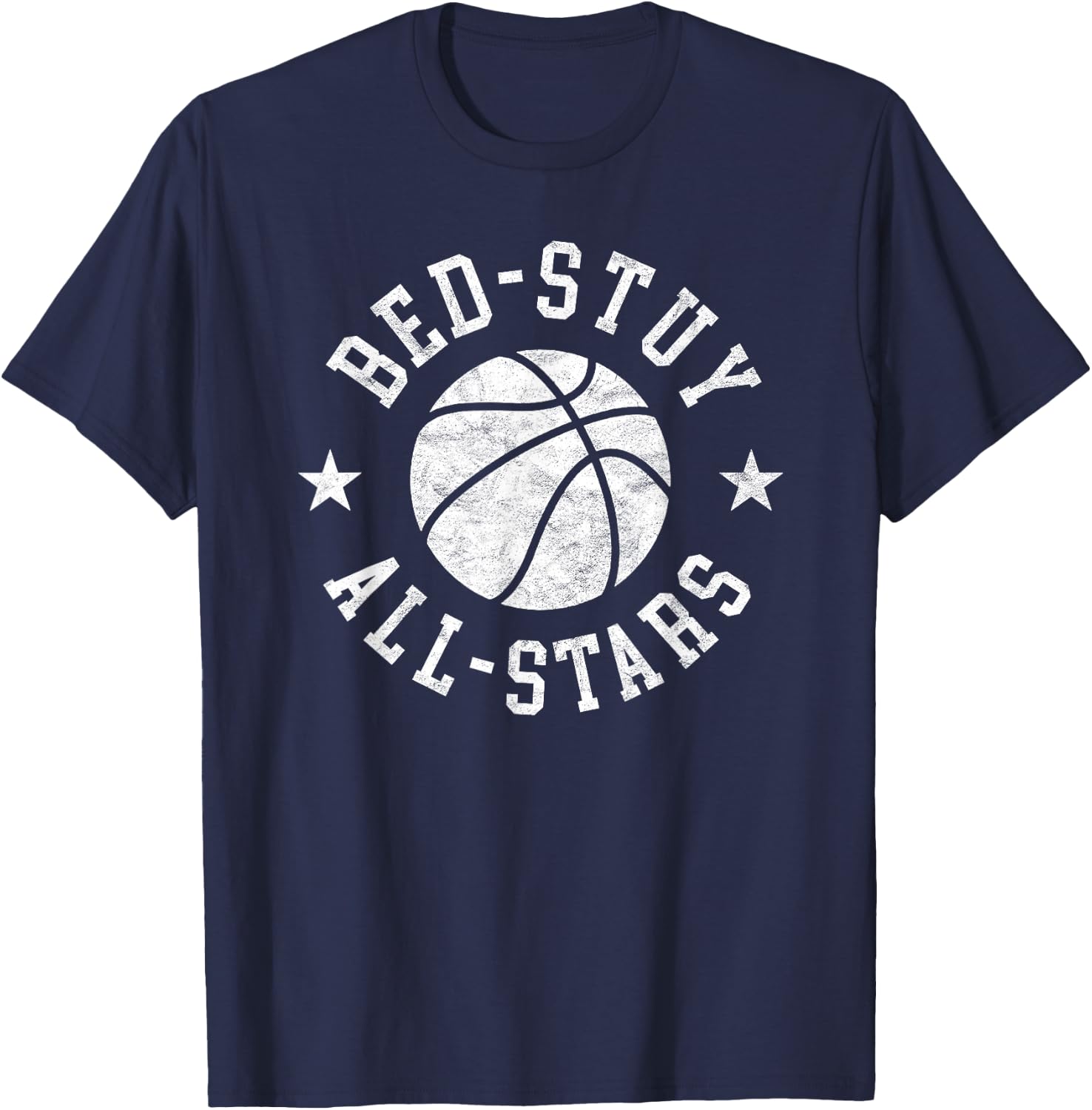 Vintage Bed-Stuy All-Stars Retro Distressed 80s Basketball T-Shirt - T-Shirt | Navy