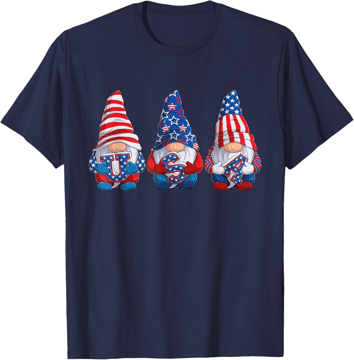 Gnomes 4th Of July Patriotic Gnome USA Flag Independence Day T-Shirt - T-Shirt | Navy