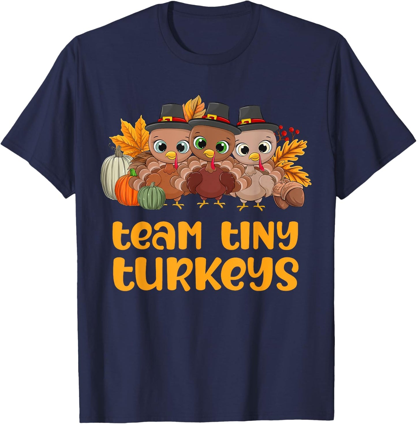 NICU Nurse ICU Neonatal Team Tiny Turkeys Fall Thanksgiving T-Shirt - T-Shirt | Navy
