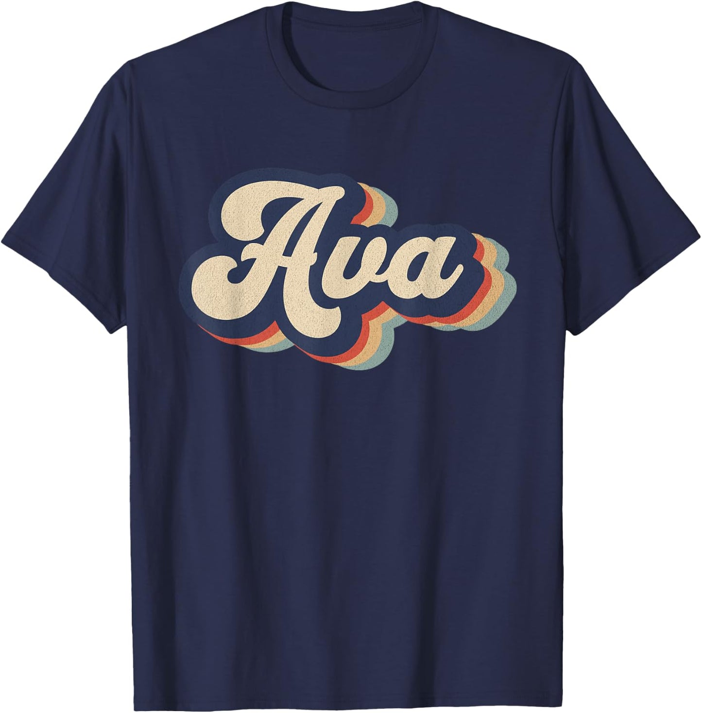 Retro Vintage Ava Name Personalized T-Shirt - T-Shirt | Navy