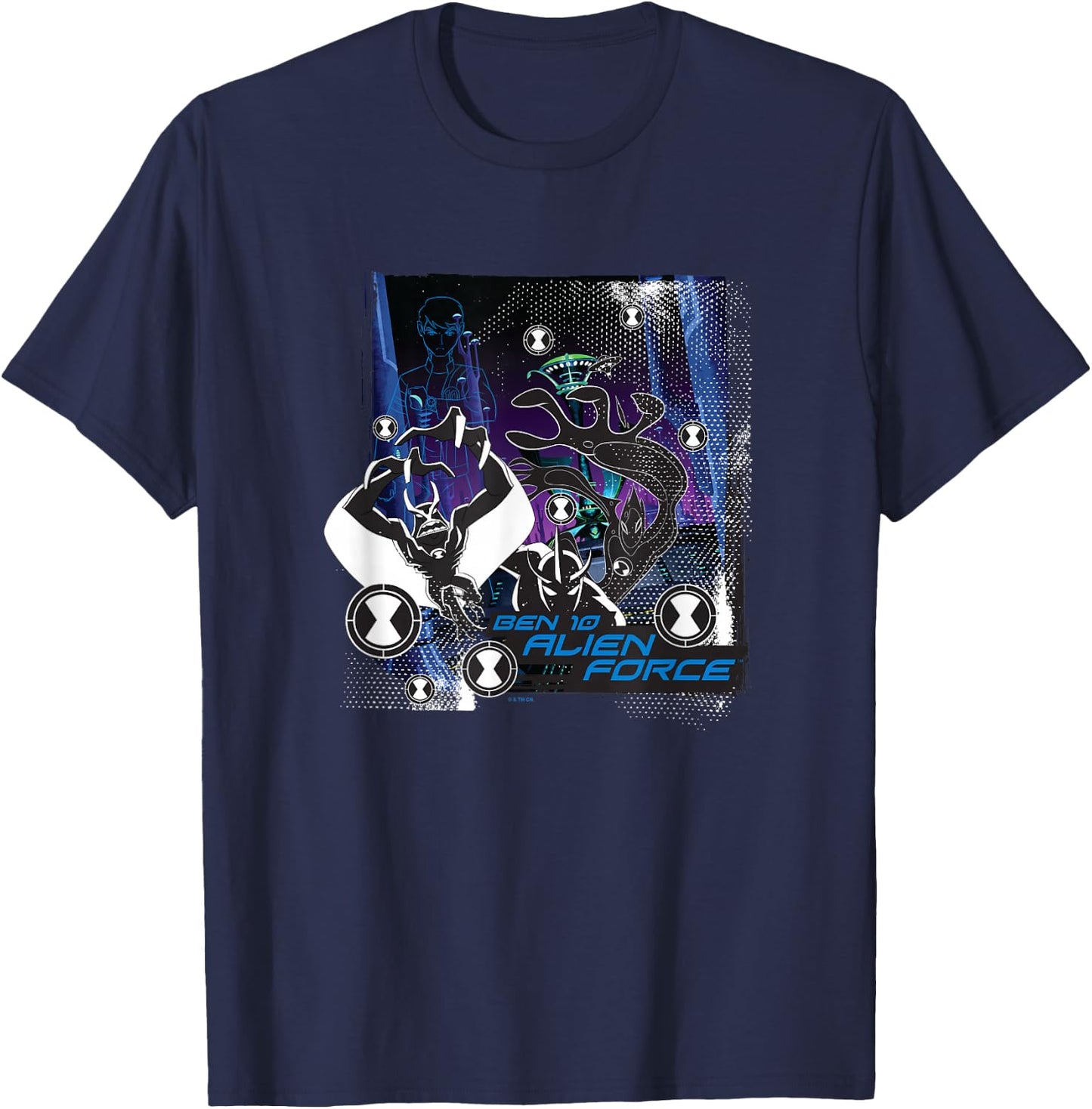 Ben 10: Alien Force Alien X Jetray & Goop Shadowed Poster T-Shirt - T-Shirt | Navy