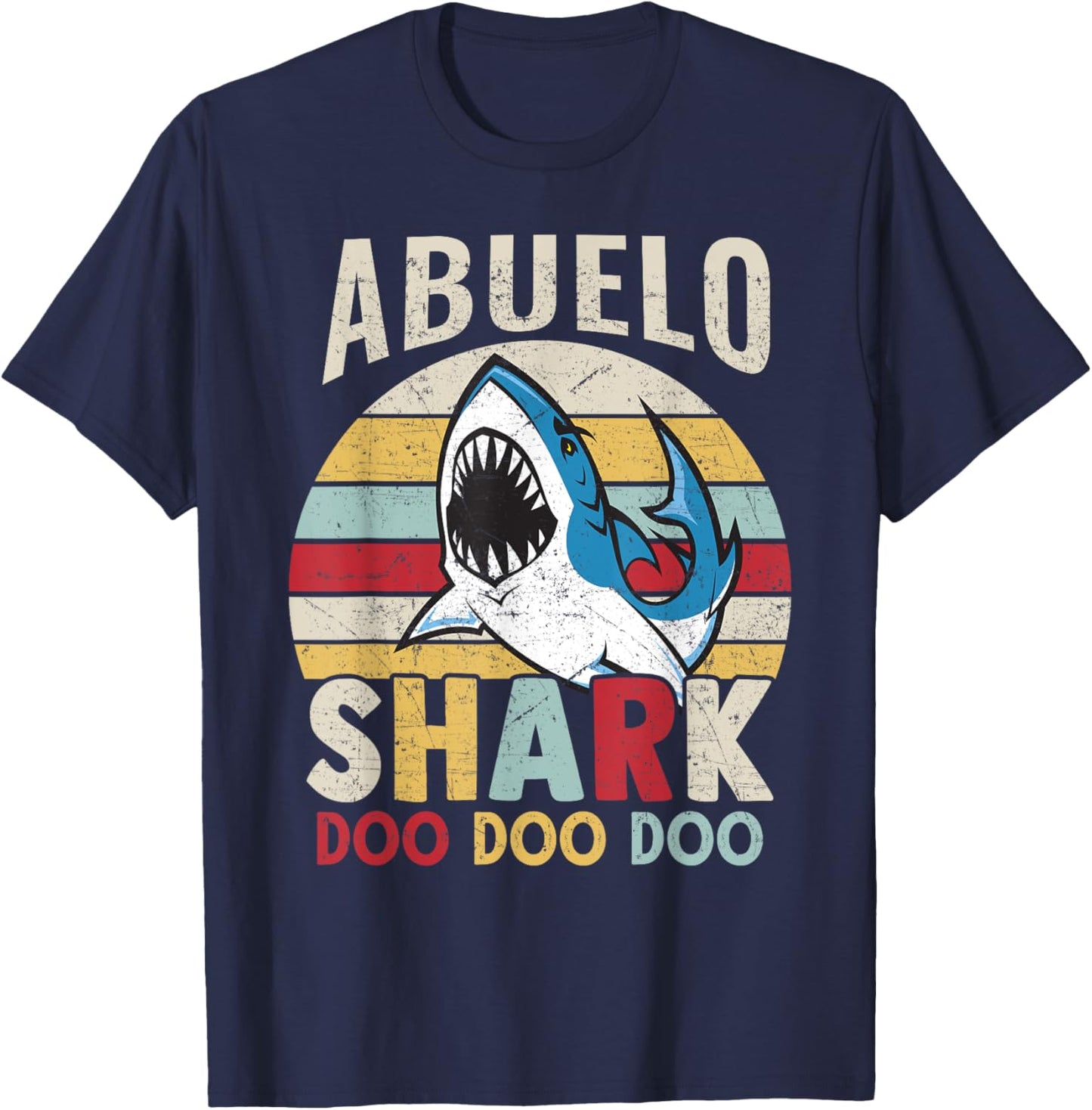 FAMILY 365 Fathers Day Funny Abuelo Shark Grandpa Gift Men T-Shirt - T-Shirt | Navy