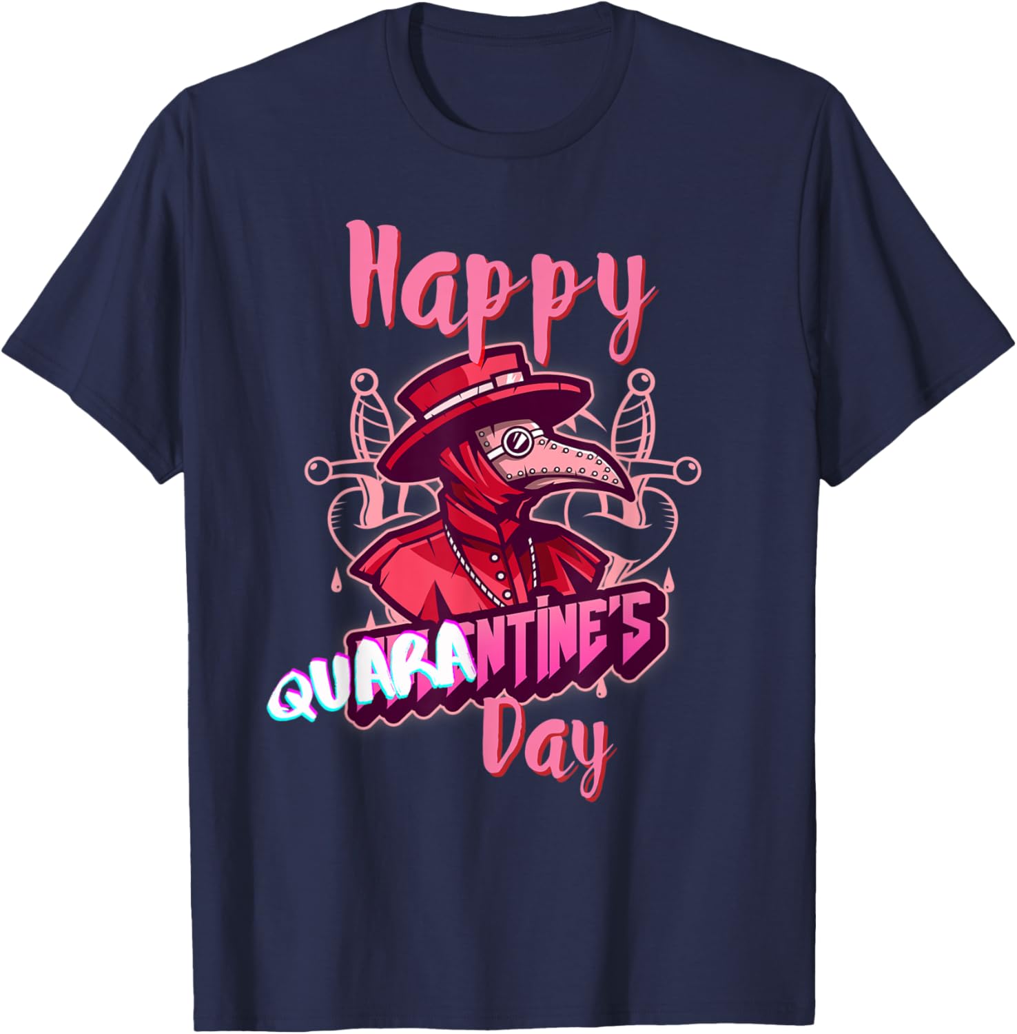 Happy Valentine's Day Quarantine Plague Doctor T-Shirt - T-Shirt | Navy