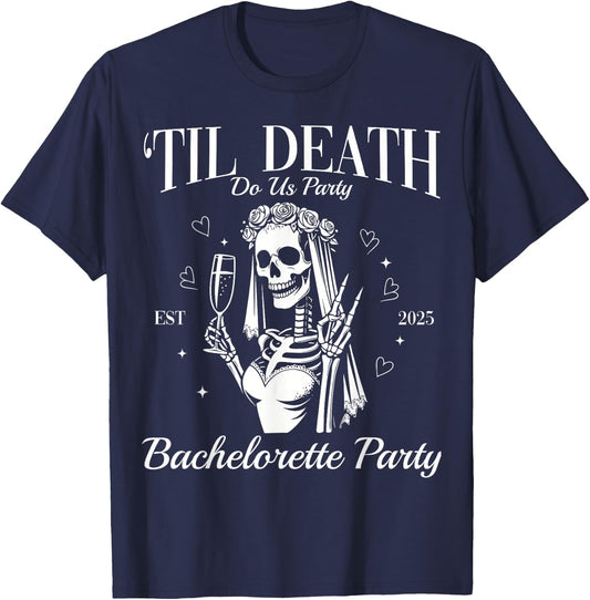Til Death Do Us Party Retro Halloween Bachelorette Matching T-Shirt - T-Shirt | Navy