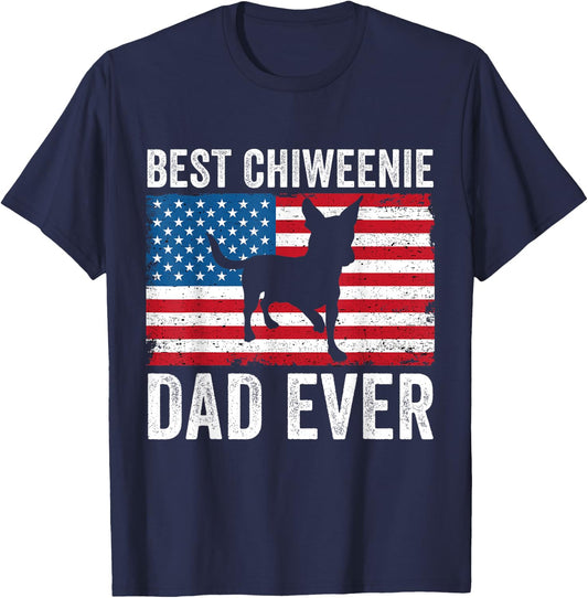 Chiweenie Dad Chiweenie Lover Owner 4th of July Patriotic T-Shirt - T-Shirt | Navy