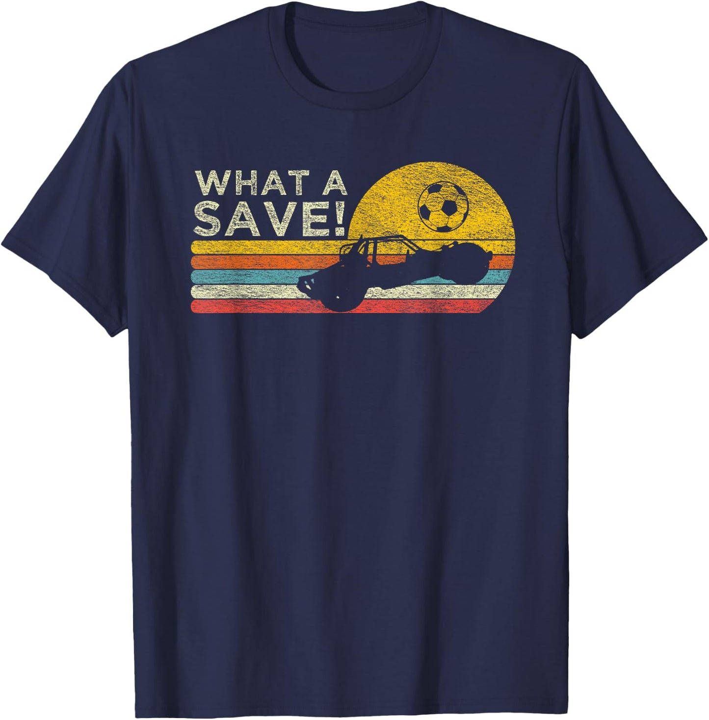 What a Save Vintage Retro Rocket Soccer Car League T-Shirt - T-Shirt | Navy