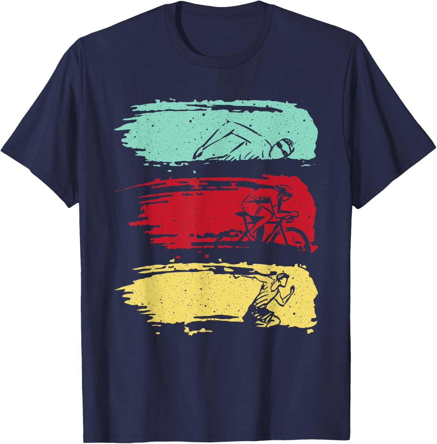 Funny Triathlon Swim Bike Run Design Men Women Triathletes T-Shirt - T-Shirt | Navy