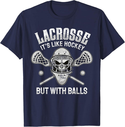 Funny Lacrosse Saying Player Team Trainer Lacrosse Ball T-Shirt - T-Shirt | Navy