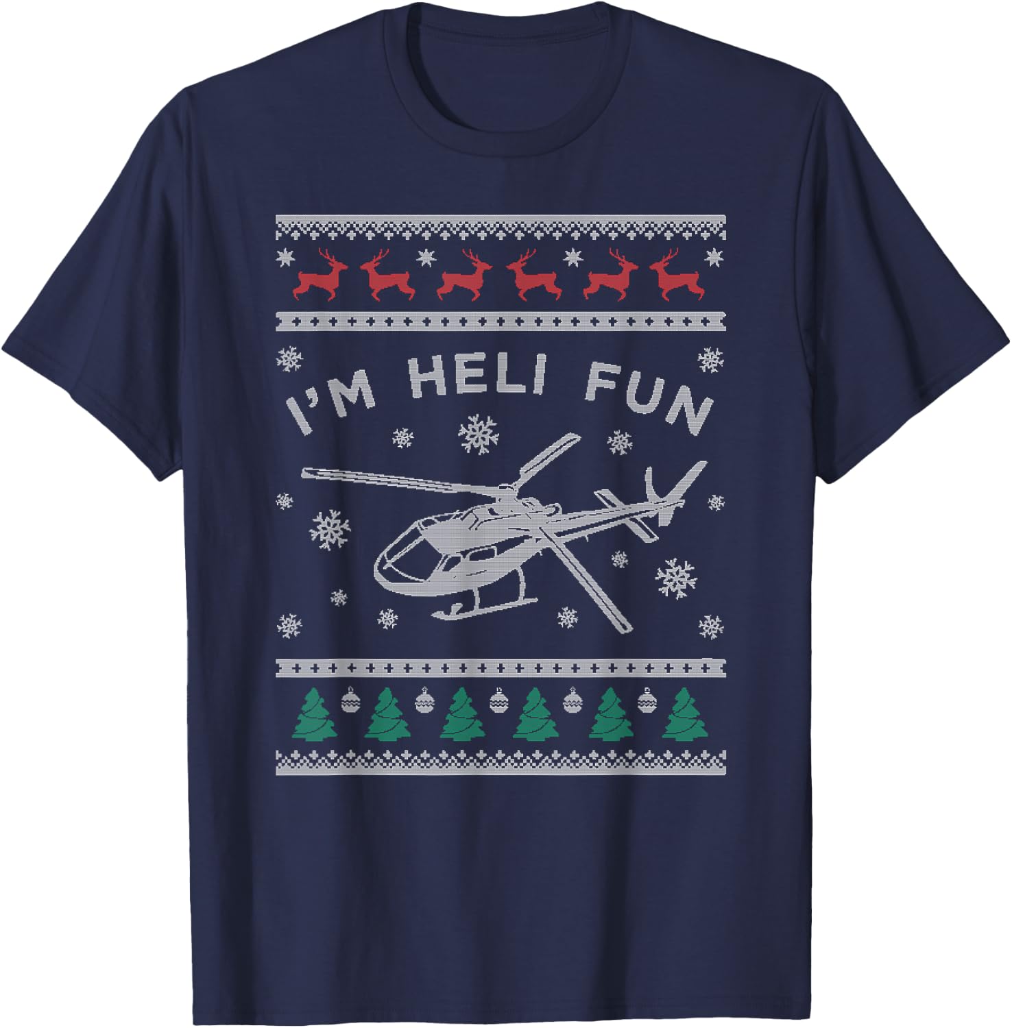 Helicopter Ugly Christmas Sweater , Heli Pilot T-Shirt - T-Shirt | Navy