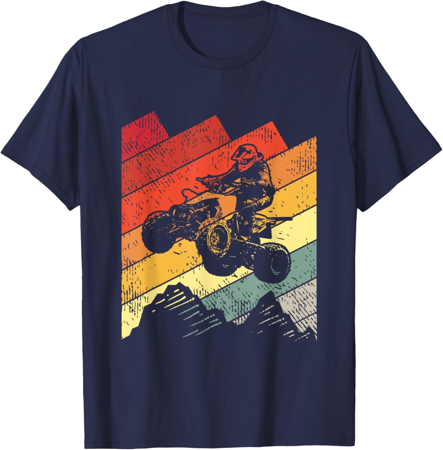 ATV Biker Vintage Gift Racing Four Wheeler Quad Bike T-Shirt - T-Shirt | Navy