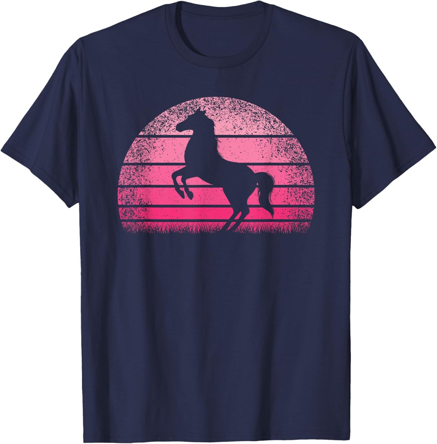 Retro Horse Horseback Riding Horse Lover Cowgirl Women Girls T-Shirt - T-Shirt | Navy