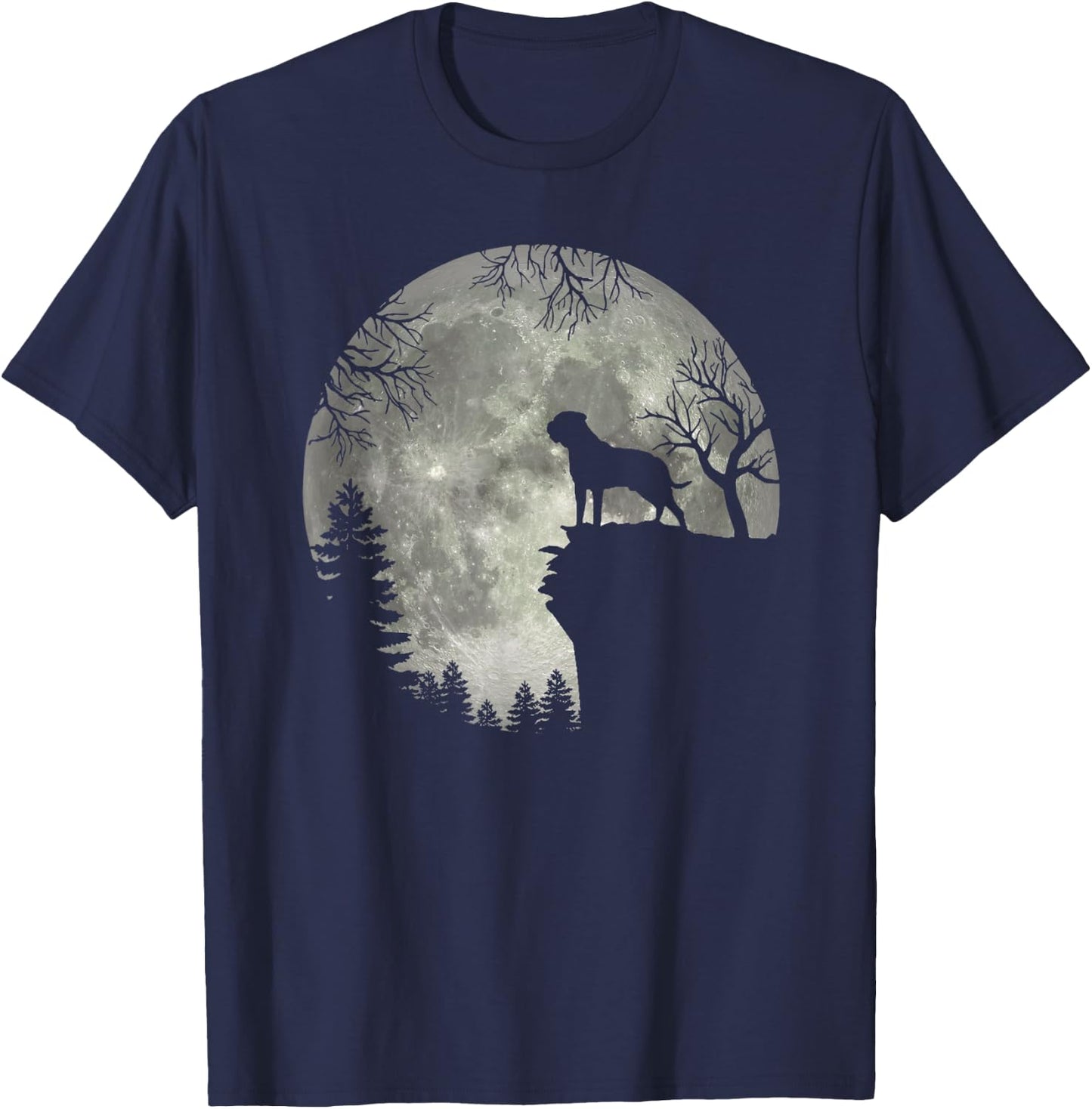 Bullmastiff And Moon Halloween T-Shirt - T-Shirt | Navy