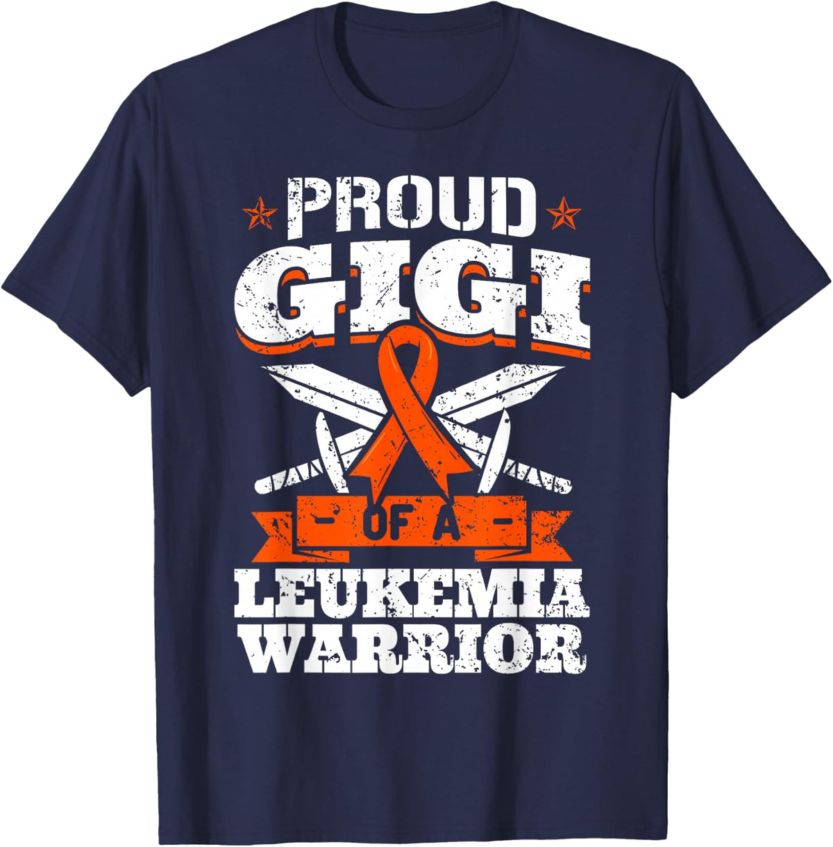 Proud Gigi Of A Leukemia Warrior Grandma Awareness Ribbon T-Shirt - T-Shirt | Navy