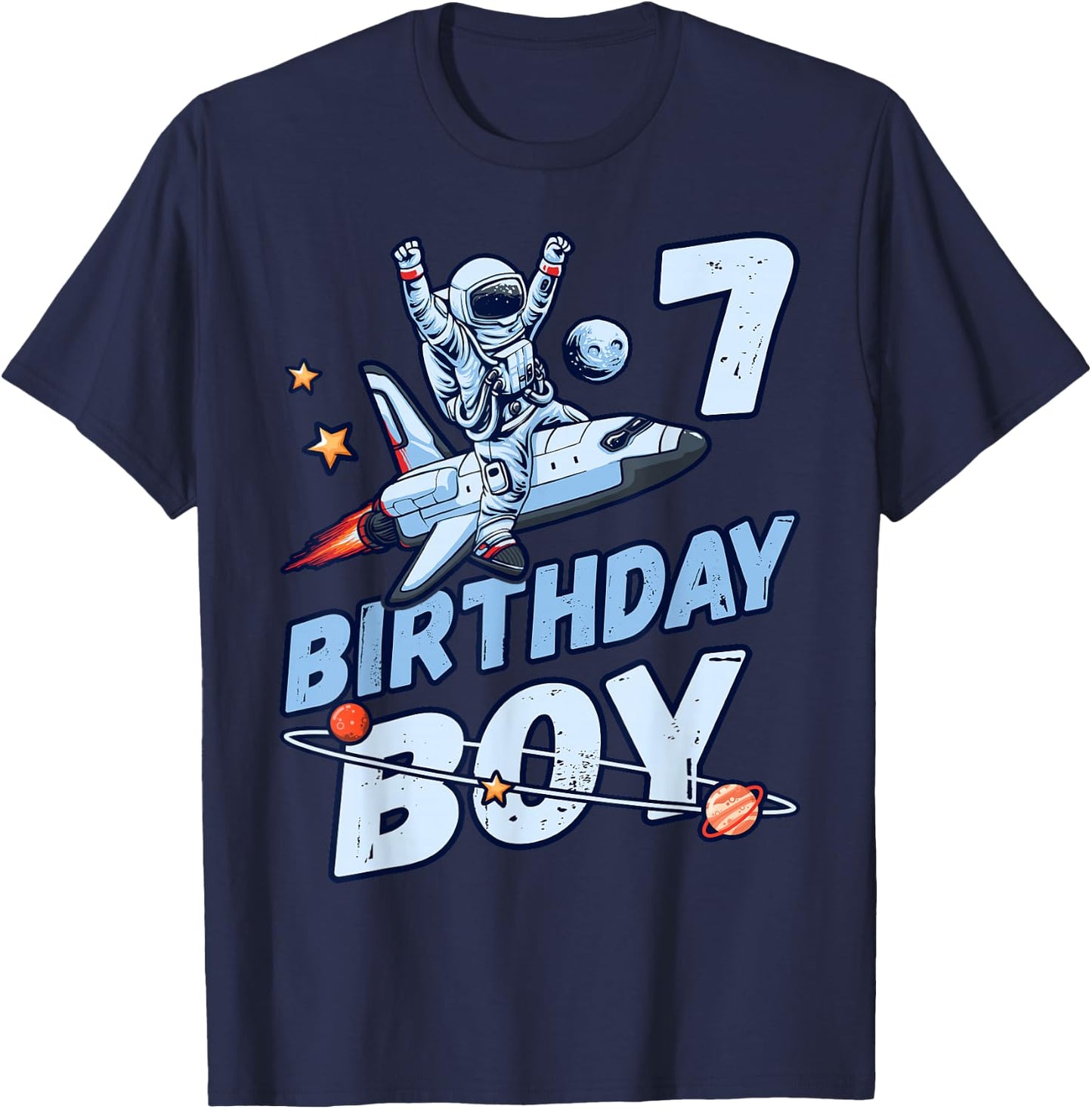 Birthday Girl 7 Years Old Astronaut T-Shirt - T-Shirt | Navy