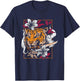 Dancing Tiger Japanese Asian Art Inspired Cartoon Graphic T-Shirt - T-Shirt | Navy