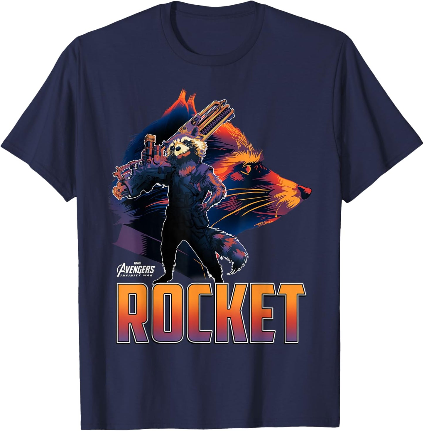 Marvel Infinity War Rocket Head Guardian Profile Portrait T-Shirt - T-Shirt | Navy