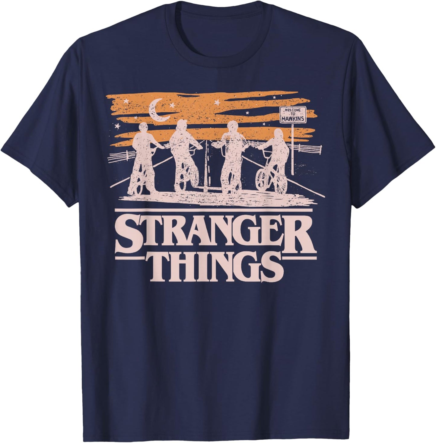 Netflix Stranger Things Night Silhouettes - Sale T-Shirt - T-Shirt | Navy