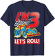 I'm 3 Let's Roll Race Car Driver 3rd Racing Birthday Party T-Shirt - T-Shirt | Navy