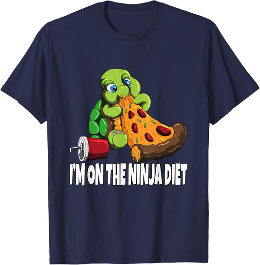 Turtle on a Diet Eats Pizza I'm on The Ninja Diet T-Shirt - T-Shirt | Navy