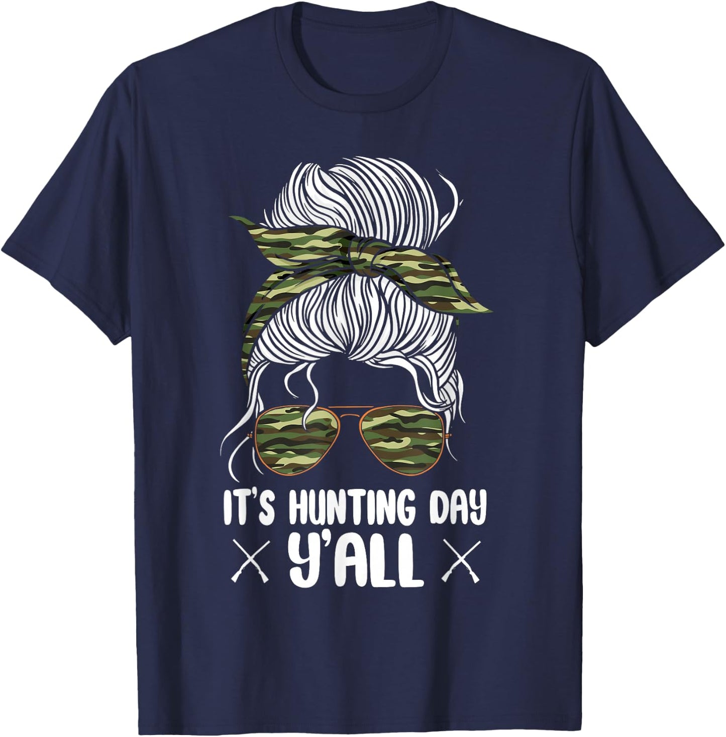 Deer Hunting Hunter Girl Sunglasses Vintage Camouflage Camo T-Shirt - T-Shirt | Navy