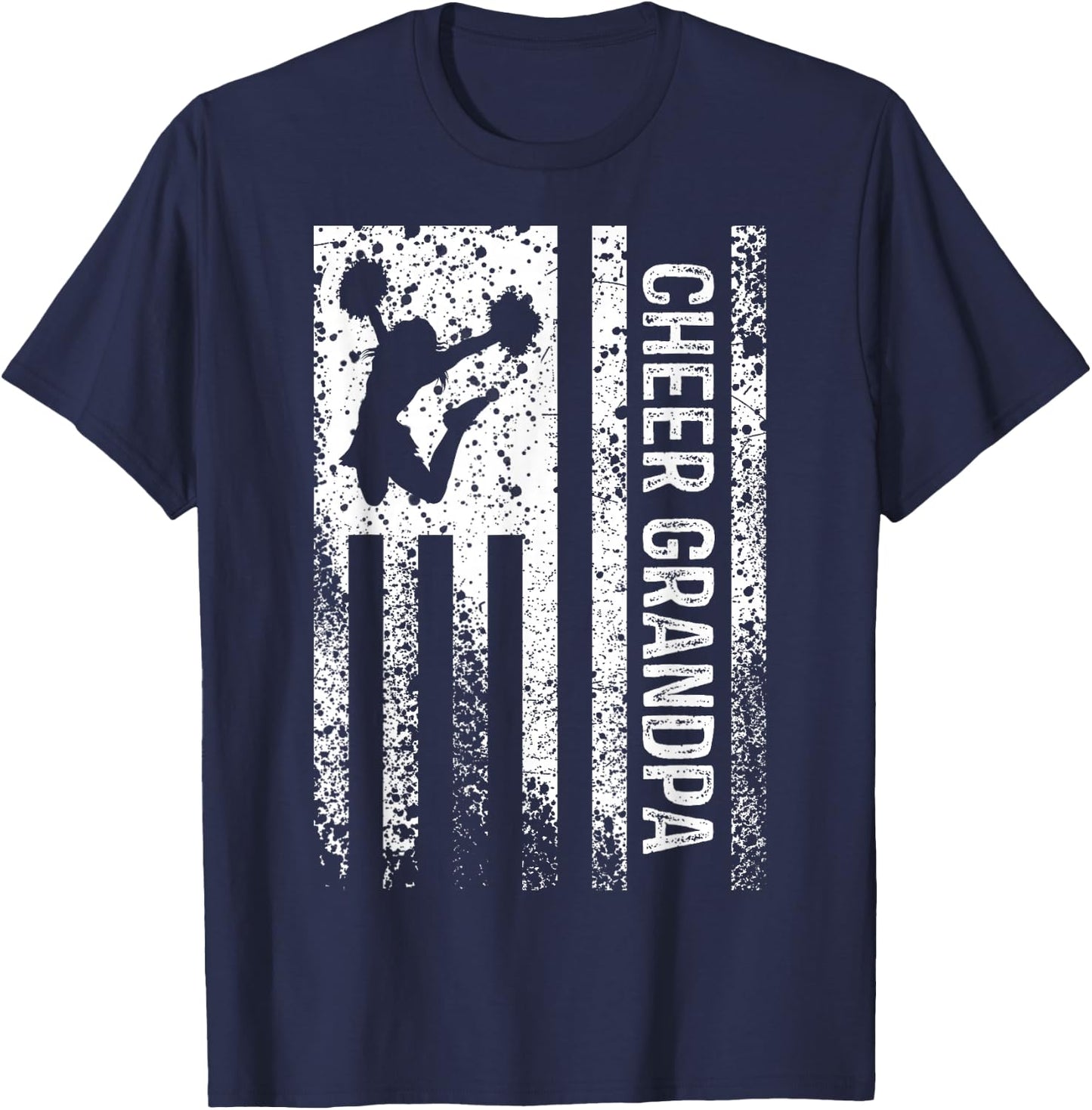 Cheer Grandpa Vintage American Flag Cheerleader Squad T-Shirt - T-Shirt | Navy