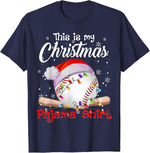 This Is My Christmas Pajama Baseball T-Shirt - T-Shirt | Navy