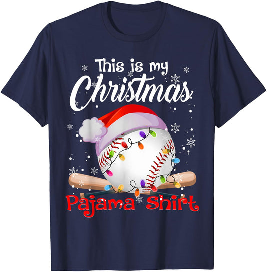 This Is My Christmas Pajama Baseball T-Shirt - T-Shirt | Navy