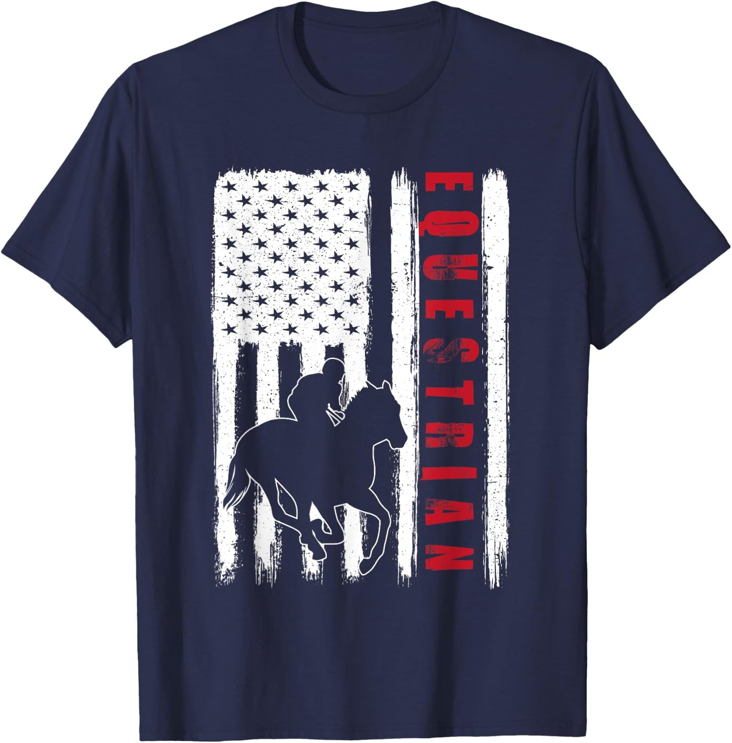 USA Equestrian team American flag US Horses rider men women T-Shirt - T-Shirt | Navy
