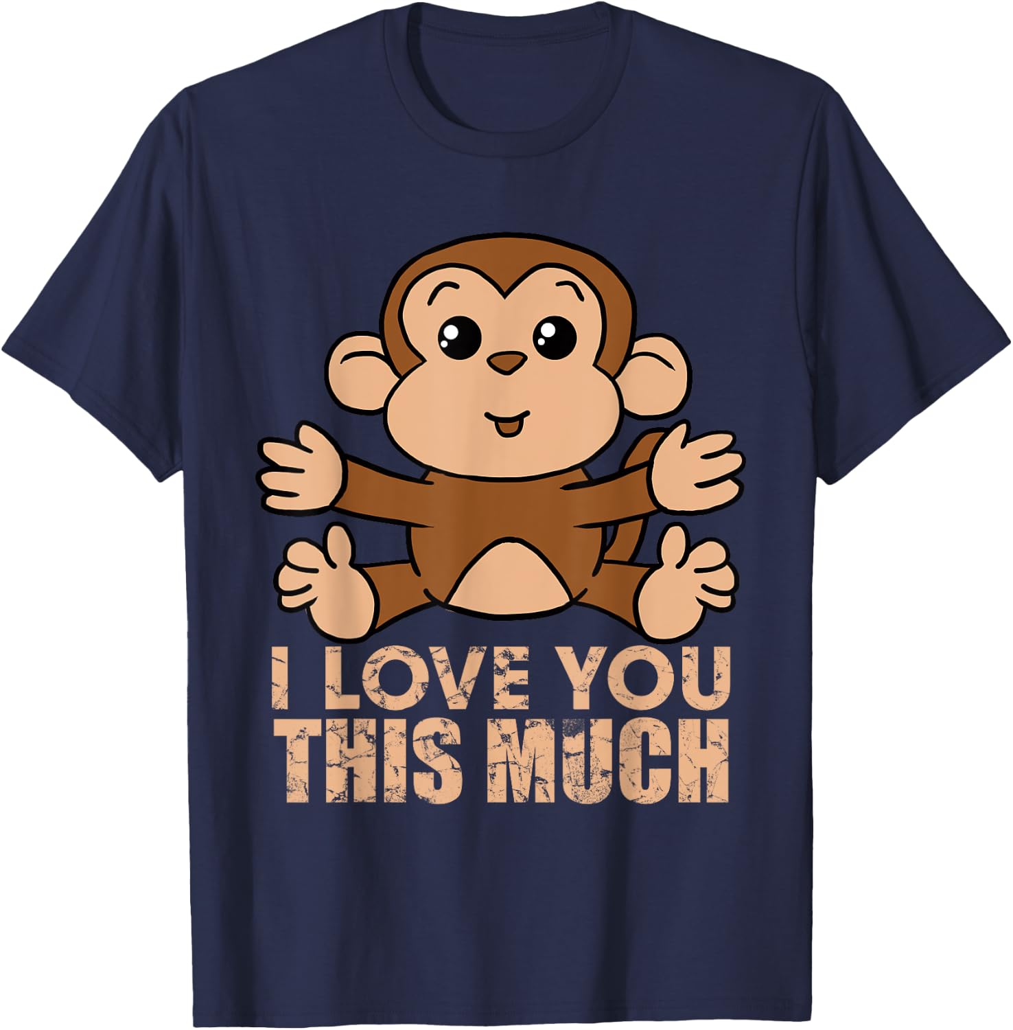 Monkey I Love You This Much Valentine's Day Gift T-Shirt - T-Shirt | Navy