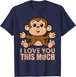 Monkey I Love You This Much Valentine's Day Gift T-Shirt - T-Shirt | Navy