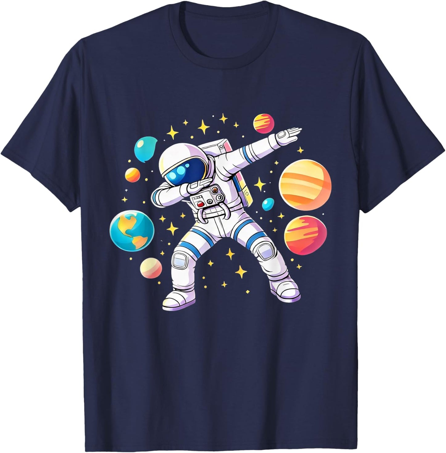 Astronaut Dabbing Funny Space Lover Cool Planets Boys Kids T-Shirt - T-Shirt | Navy