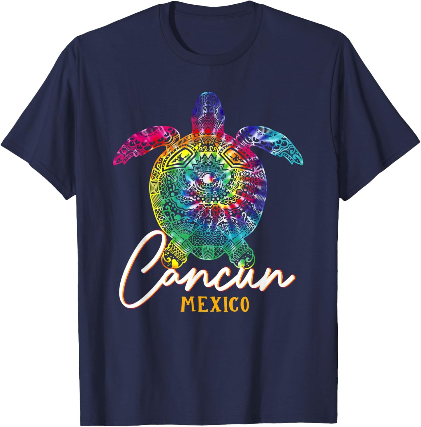 Cancun Tie Dye Sea Turtle Mexico Matching Family Vacation T-Shirt - T-Shirt | Navy