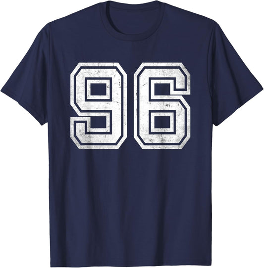 Vintage Sports Team Number 96 T-Shirt - T-Shirt | Navy