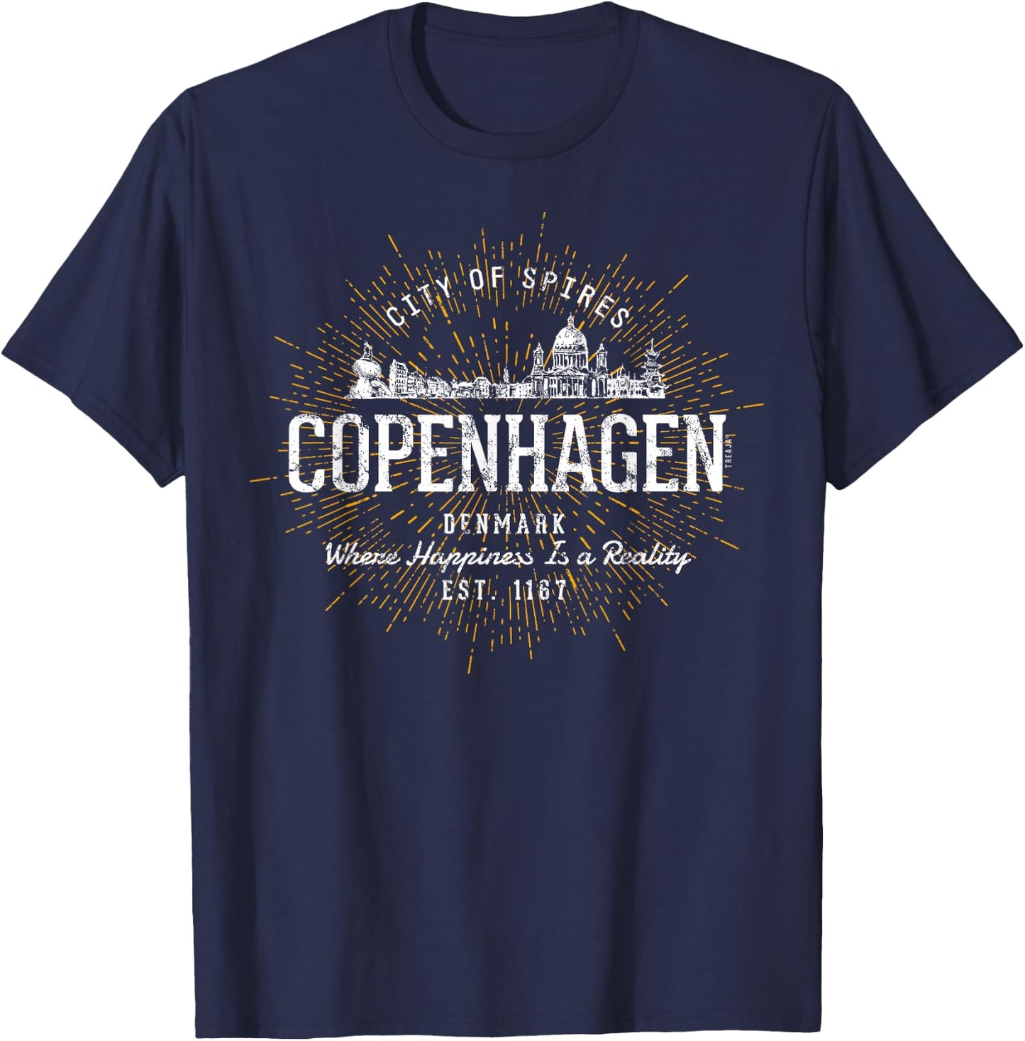 Denmark Retro Copenhagen Vintage T-Shirt - T-Shirt | Navy