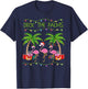 Funny Deck the Palms Merry Flamingo Christmas In July Idea T-Shirt - T-Shirt | Navy