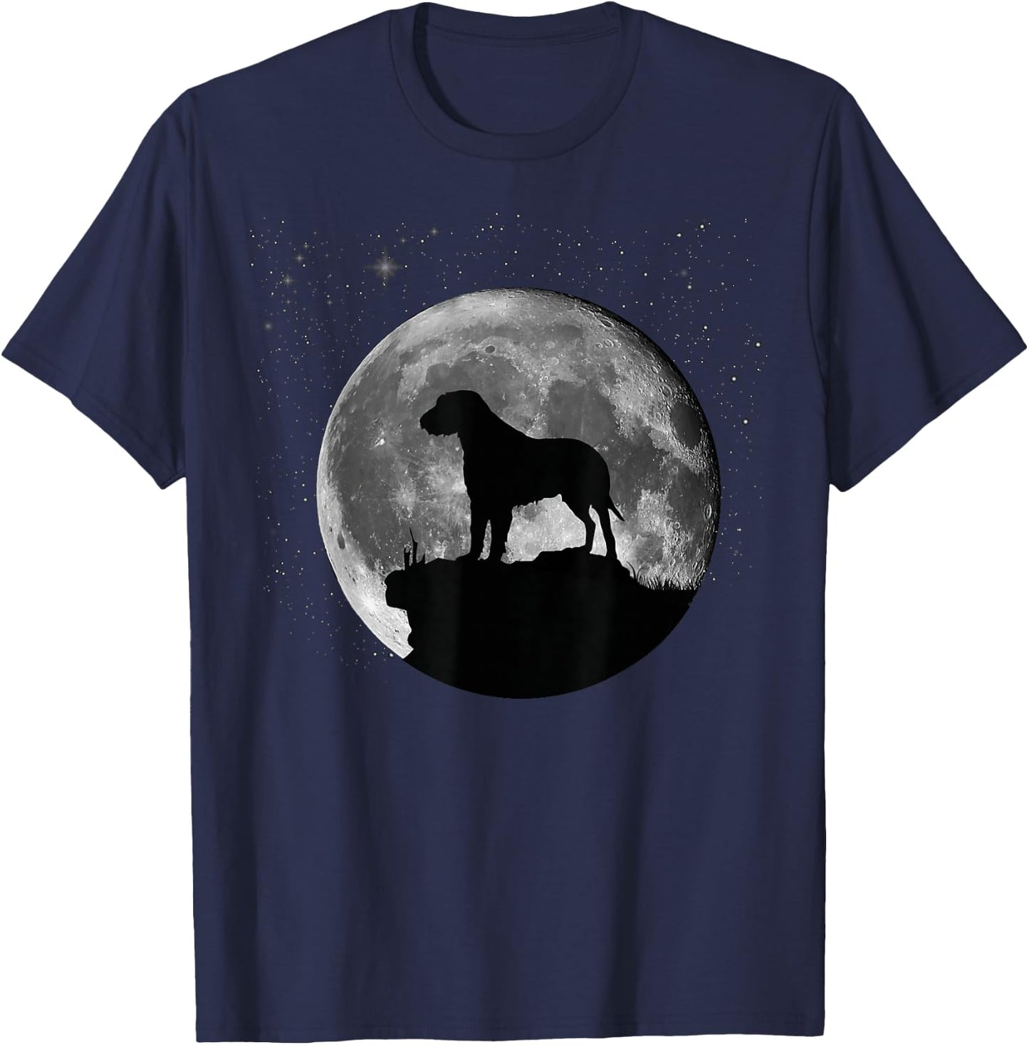 Irish Wolfhound Dog Moon T-Shirt - T-Shirt | Navy