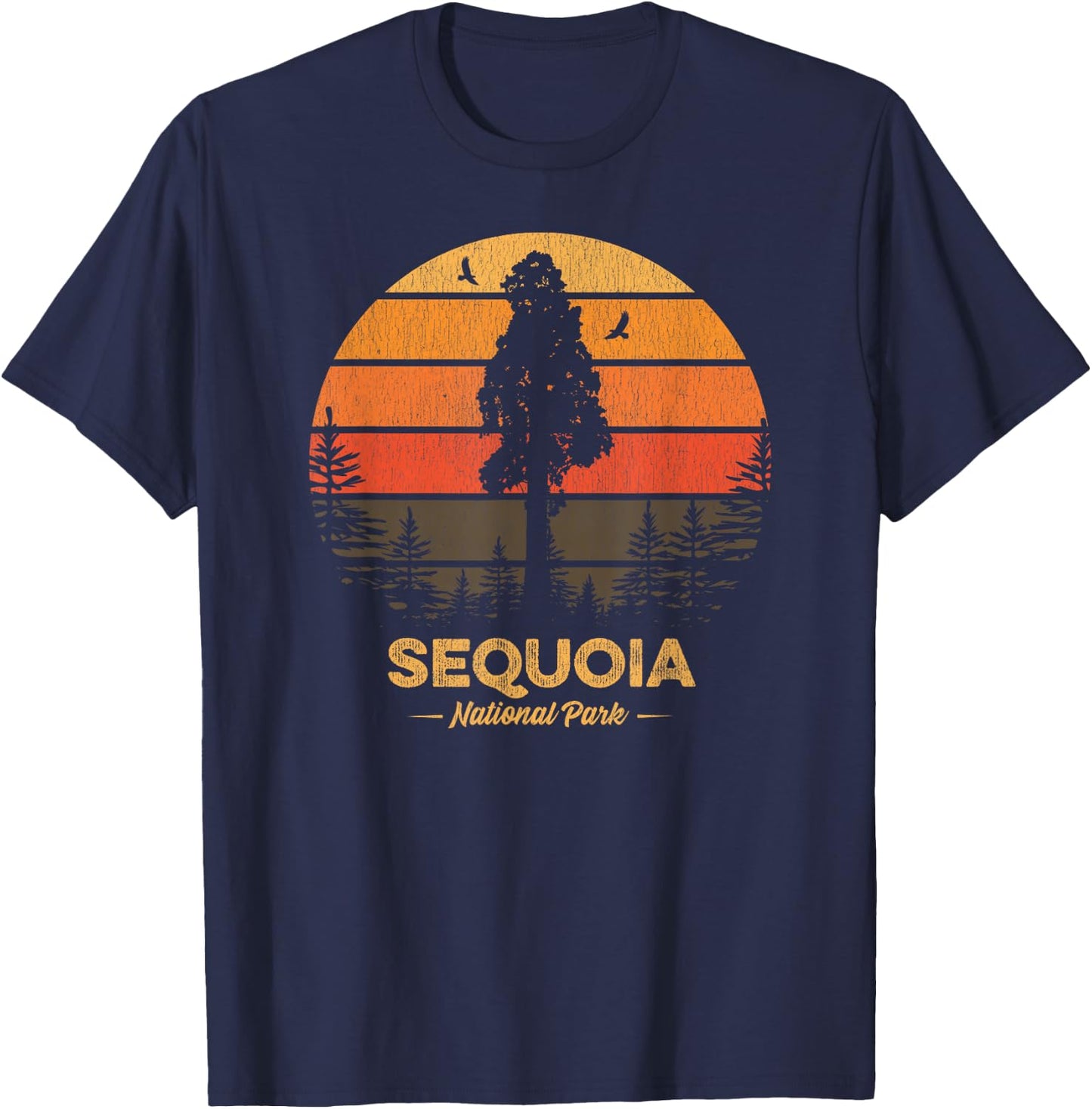 Sequoia National Park Shirt Retro Vintage Souvenir Gift T-Shirt - T-Shirt | Navy