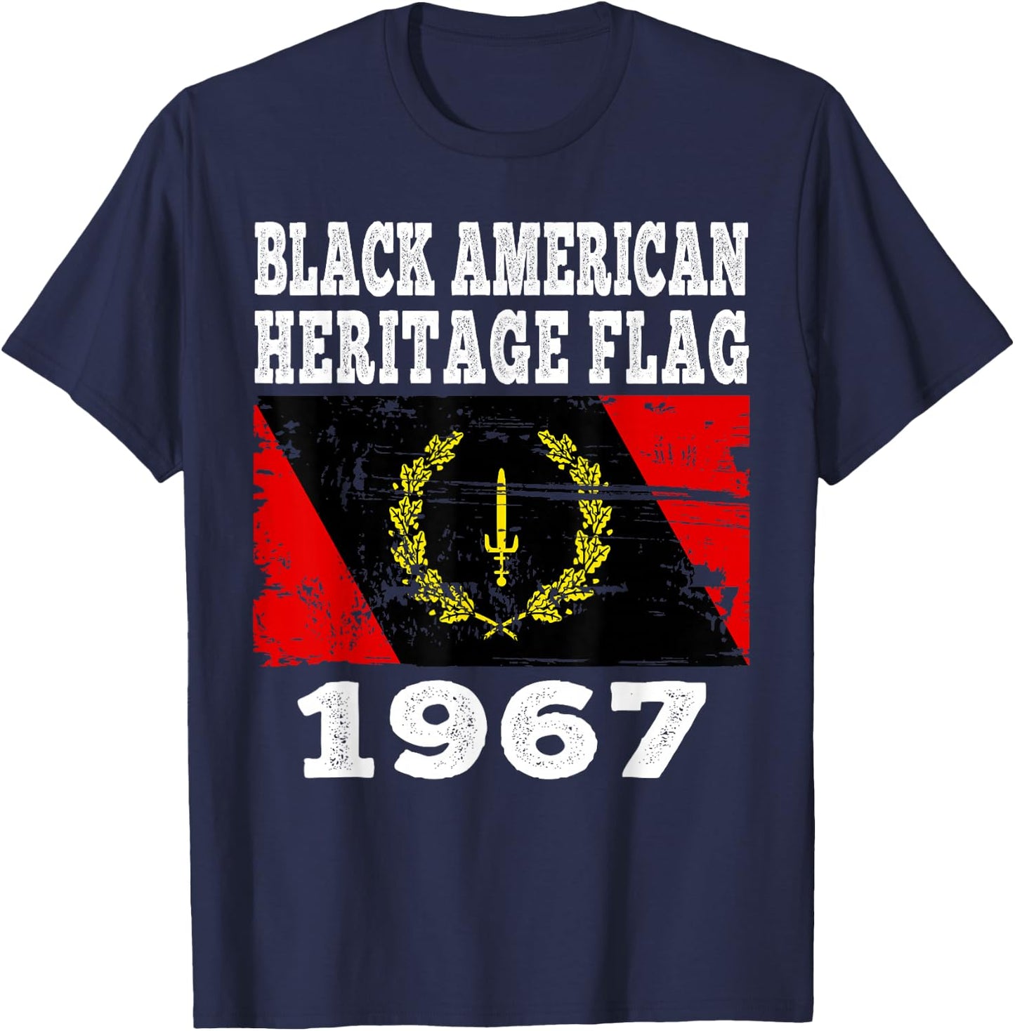 Black American Heritage Flag 1967 Vintage T-Shirt - T-Shirt | Navy
