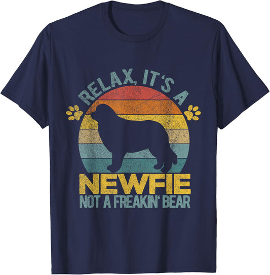 Funny Newfoundland Dog Newfie Owner Retro Vintage Men Women T-Shirt - T-Shirt | Navy