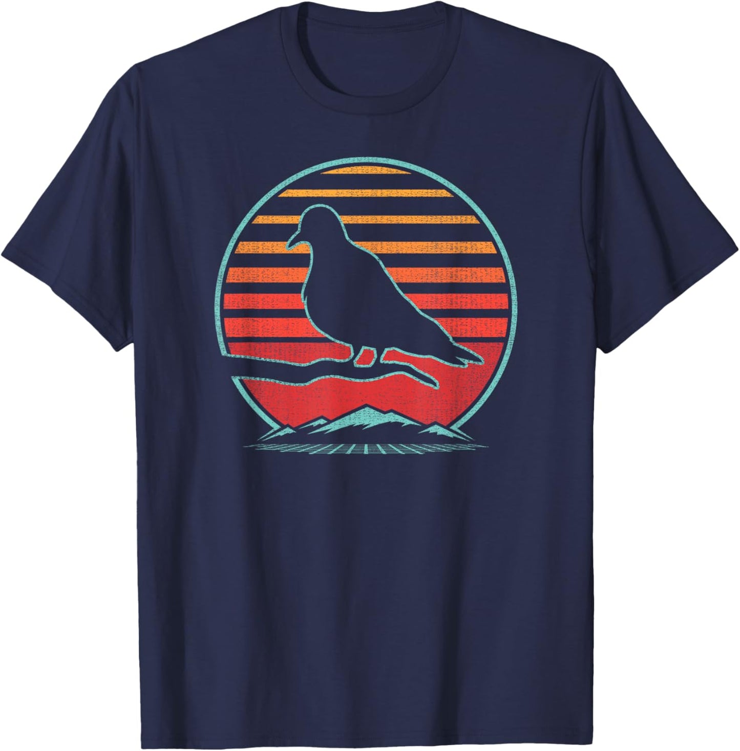 Mourning Dove Retro Vintage 80s Style Birding Gift T-Shirt - T-Shirt | Navy