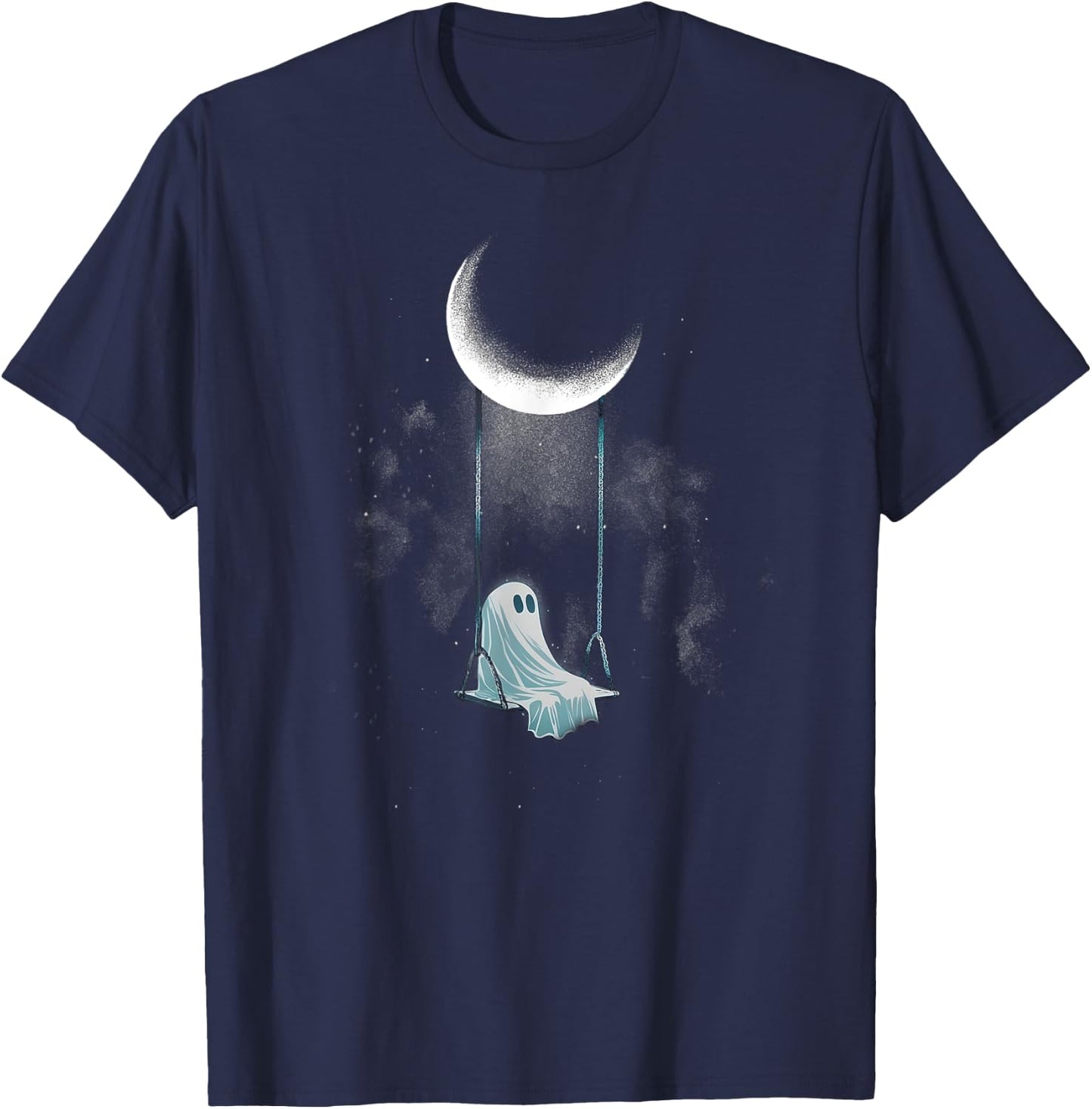 Spooky Ghost Swing Under Moon Lazy Halloween Costume Gothic T-Shirt - T-Shirt | Navy