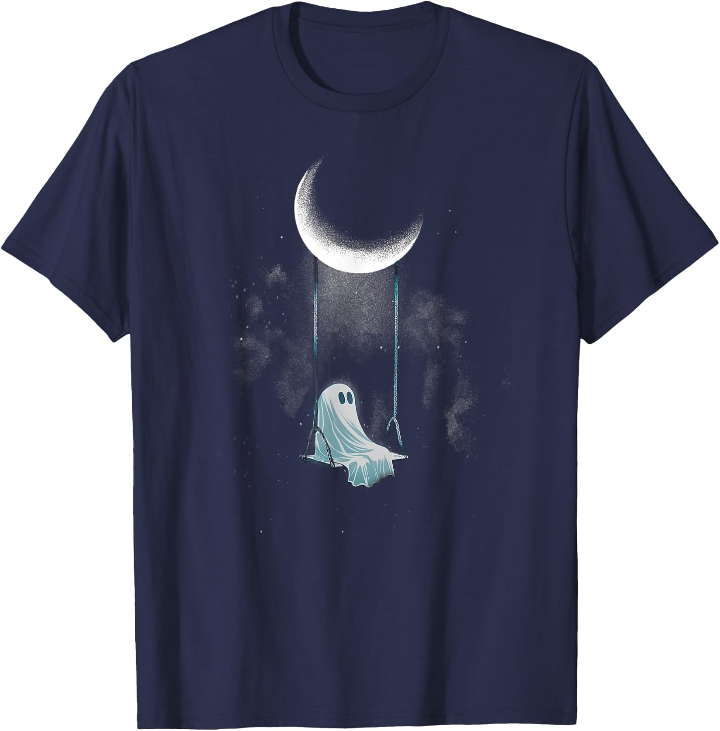Spooky Ghost Swing Under Moon Lazy Halloween Costume Gothic T-Shirt - T-Shirt | Navy