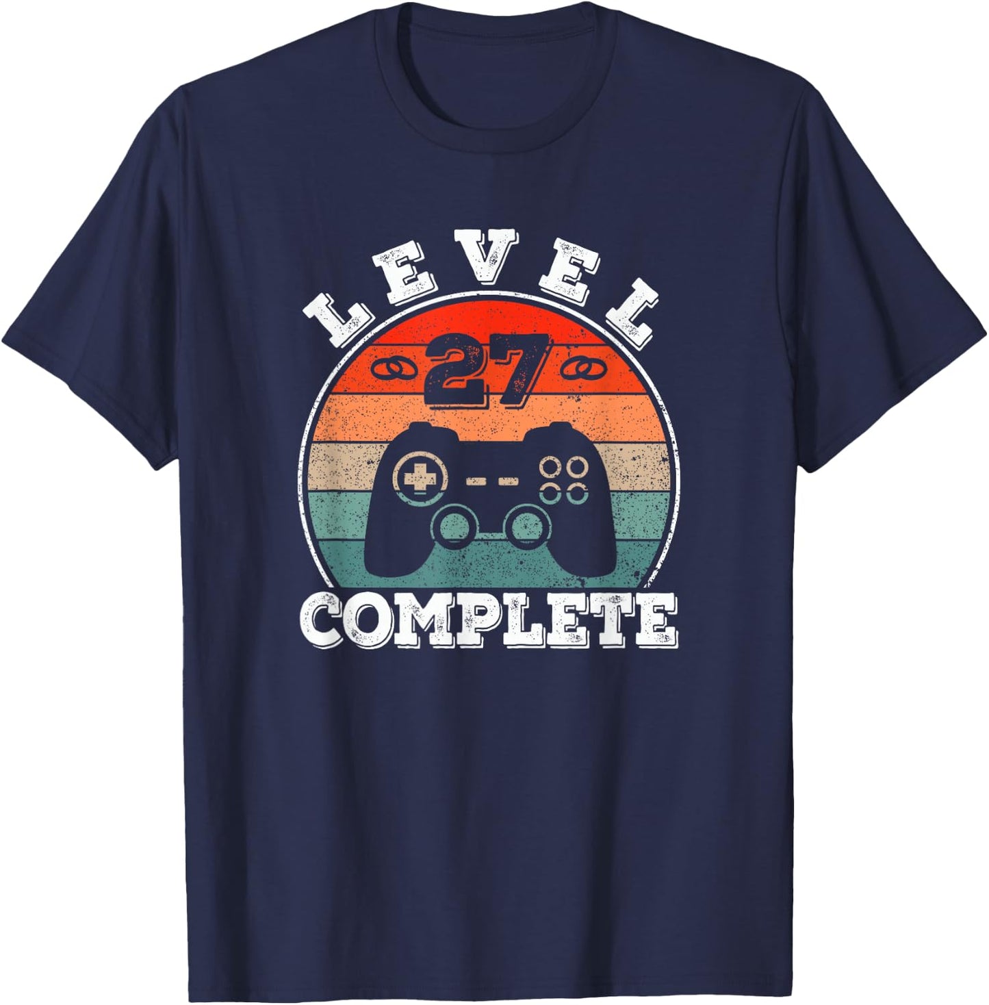 27 Years Marriage Anniversary 27 Years Married Man Level 27 T-Shirt - T-Shirt | Navy